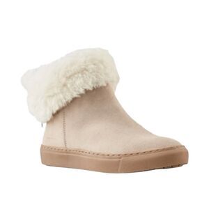 Cougar Devon Waterproof Slip-on Bootie Cream Suede Faux Fur Collar Sz 8